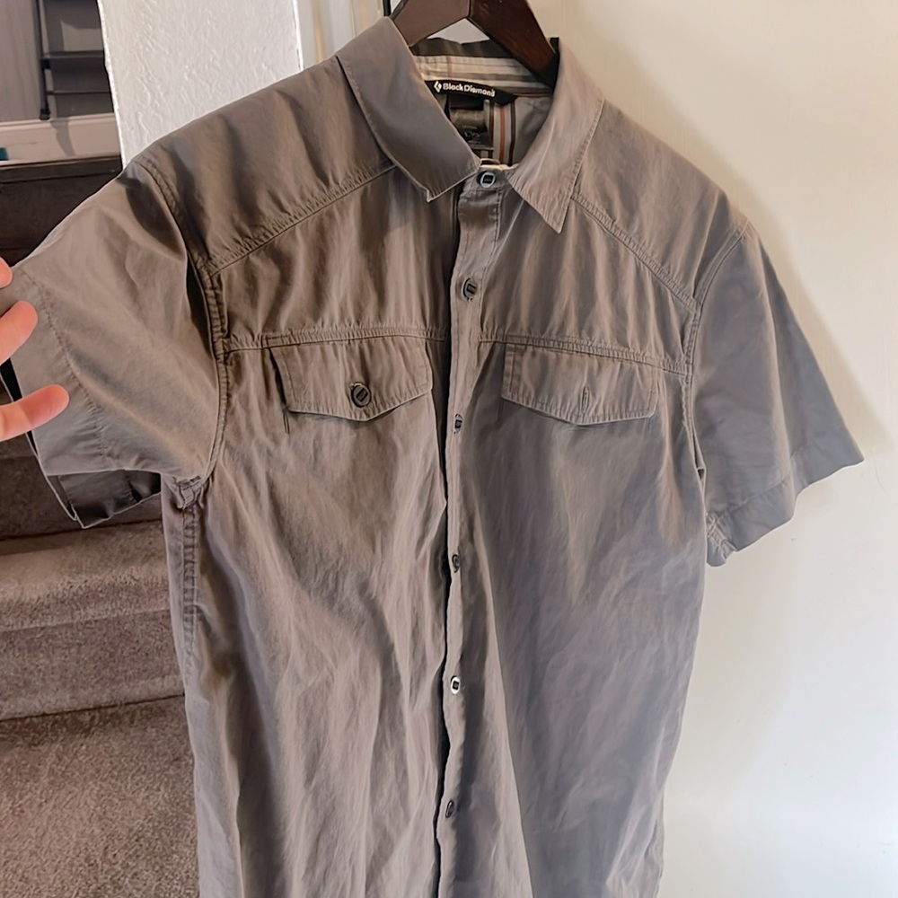 Black Diamond short sleeved button down, grey, size L